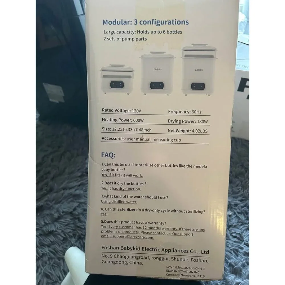 Larex 4-In-1 Baby Bottle Sterilizer & Dryer With Modular Design BPA-Free